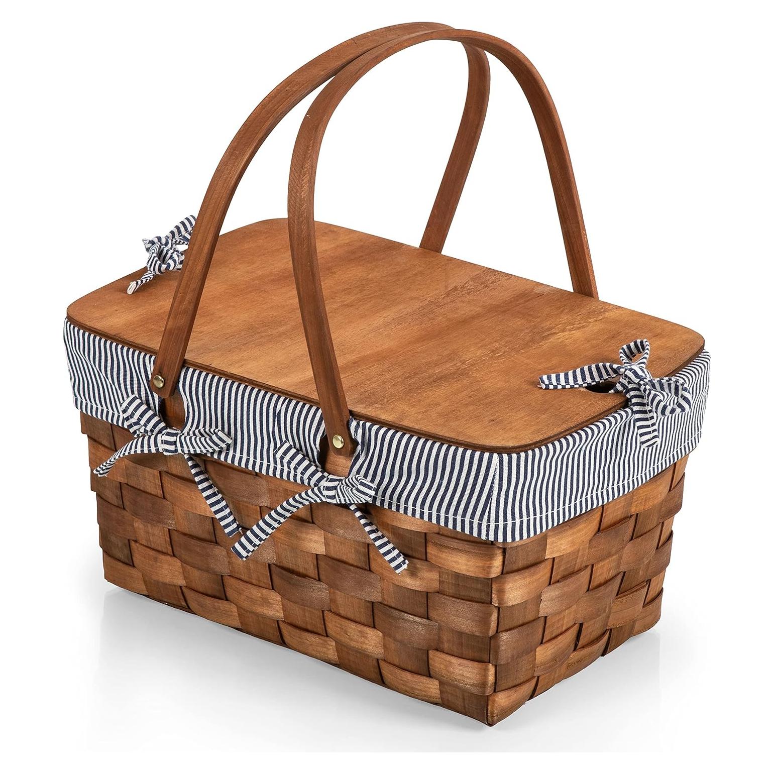 Cesta de Picnic de Madera Tejida a Mano Picnic Time 45.7x30.5cm