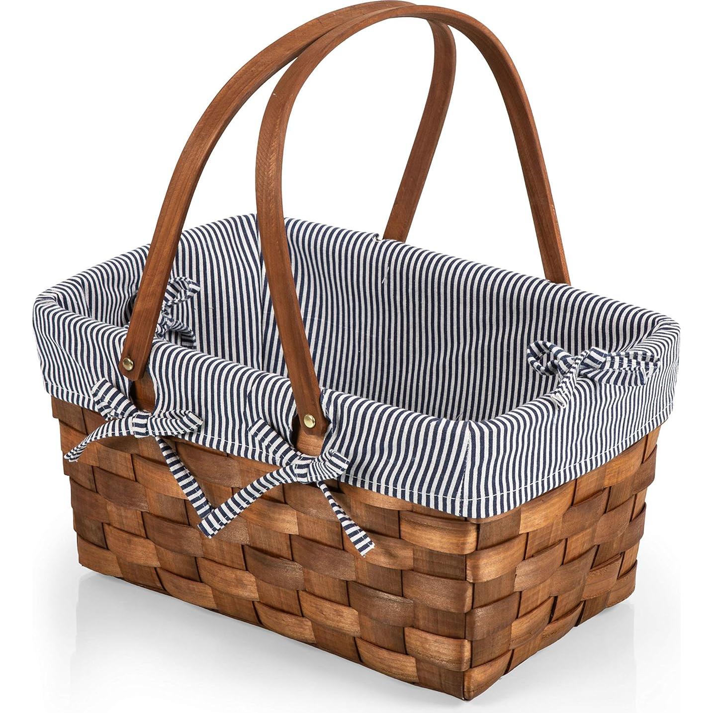 Cesta de Picnic de Madera Tejida a Mano Picnic Time 45.7x30.5cm