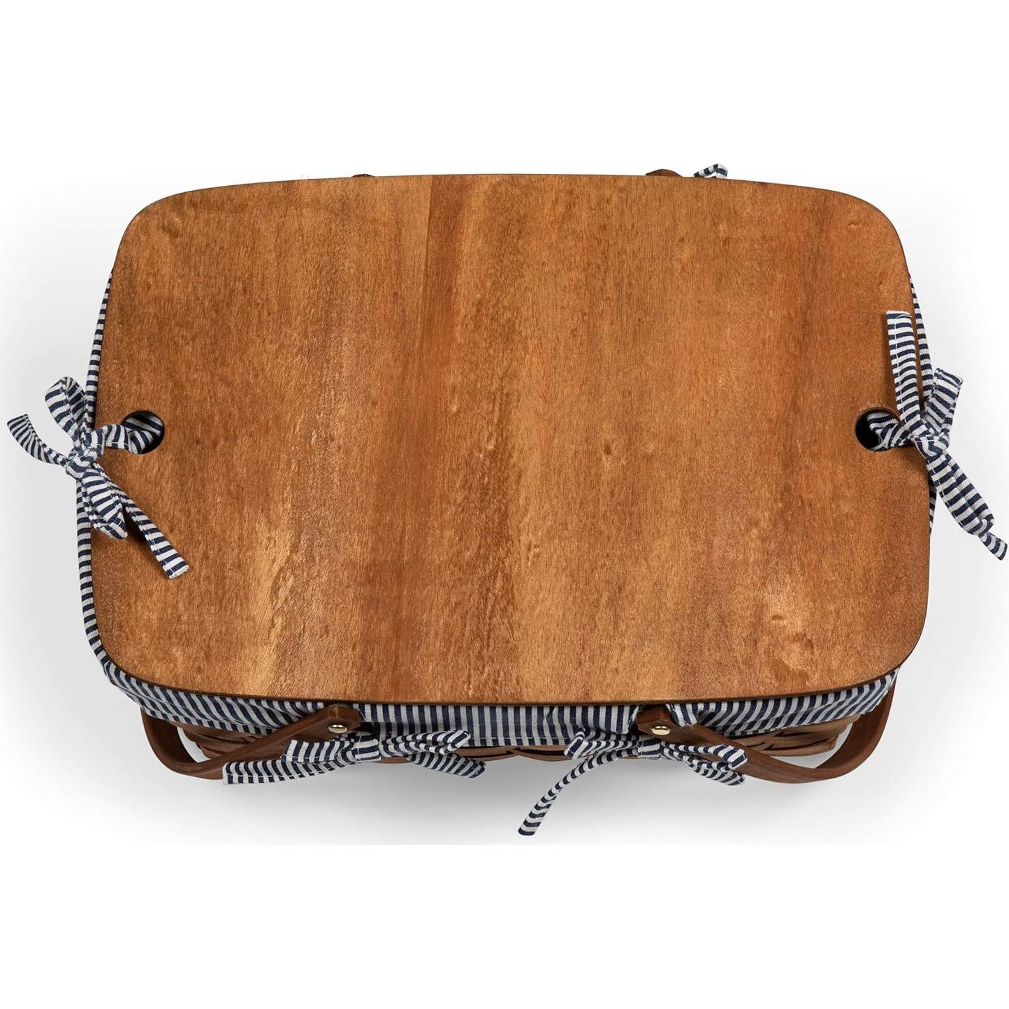 Cesta de Picnic de Madera Tejida a Mano Picnic Time 45.7x30.5cm