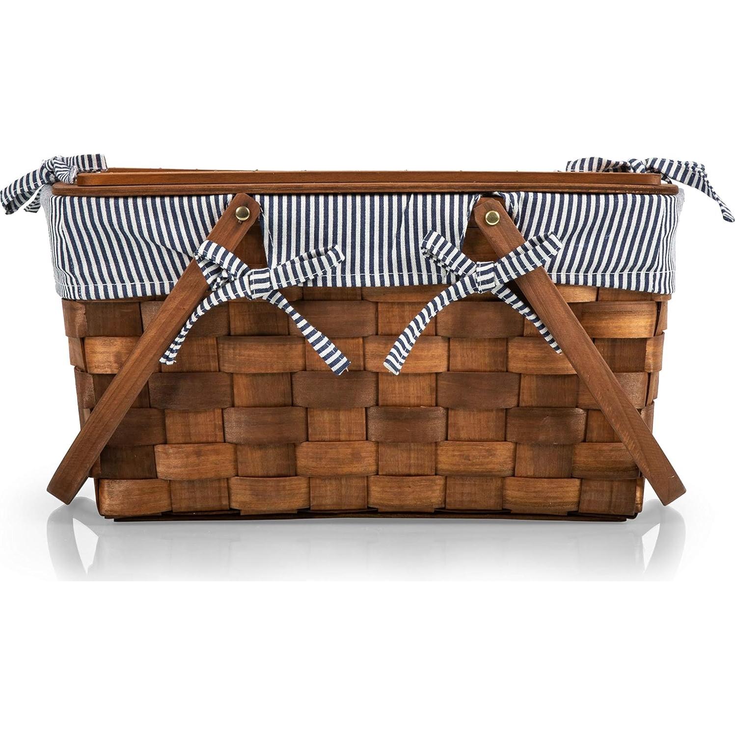 Cesta de Picnic de Madera Tejida a Mano Picnic Time 45.7x30.5cm