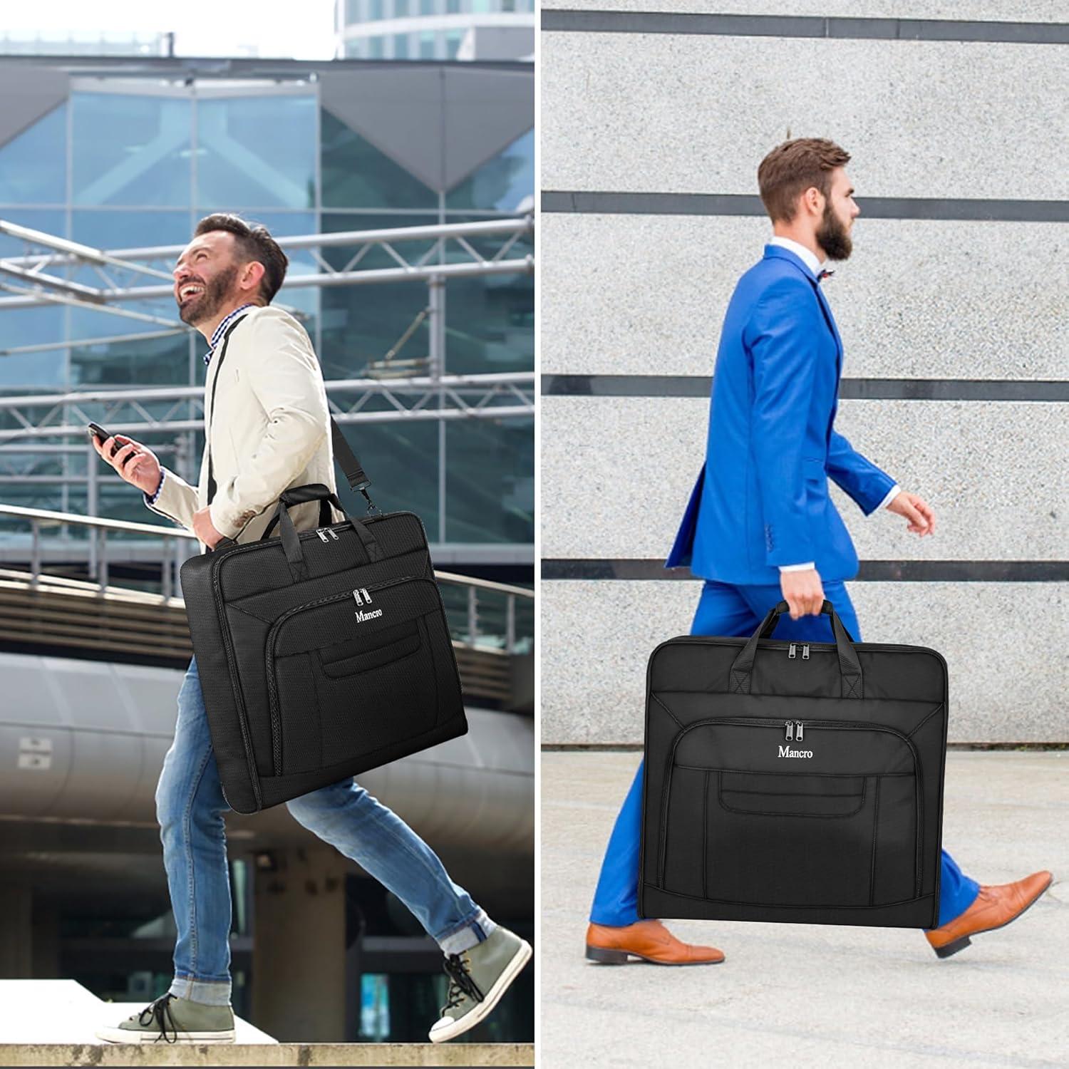 Bolsa de Ropa de Viaje Mancro 40L Plegable Negra con Correa