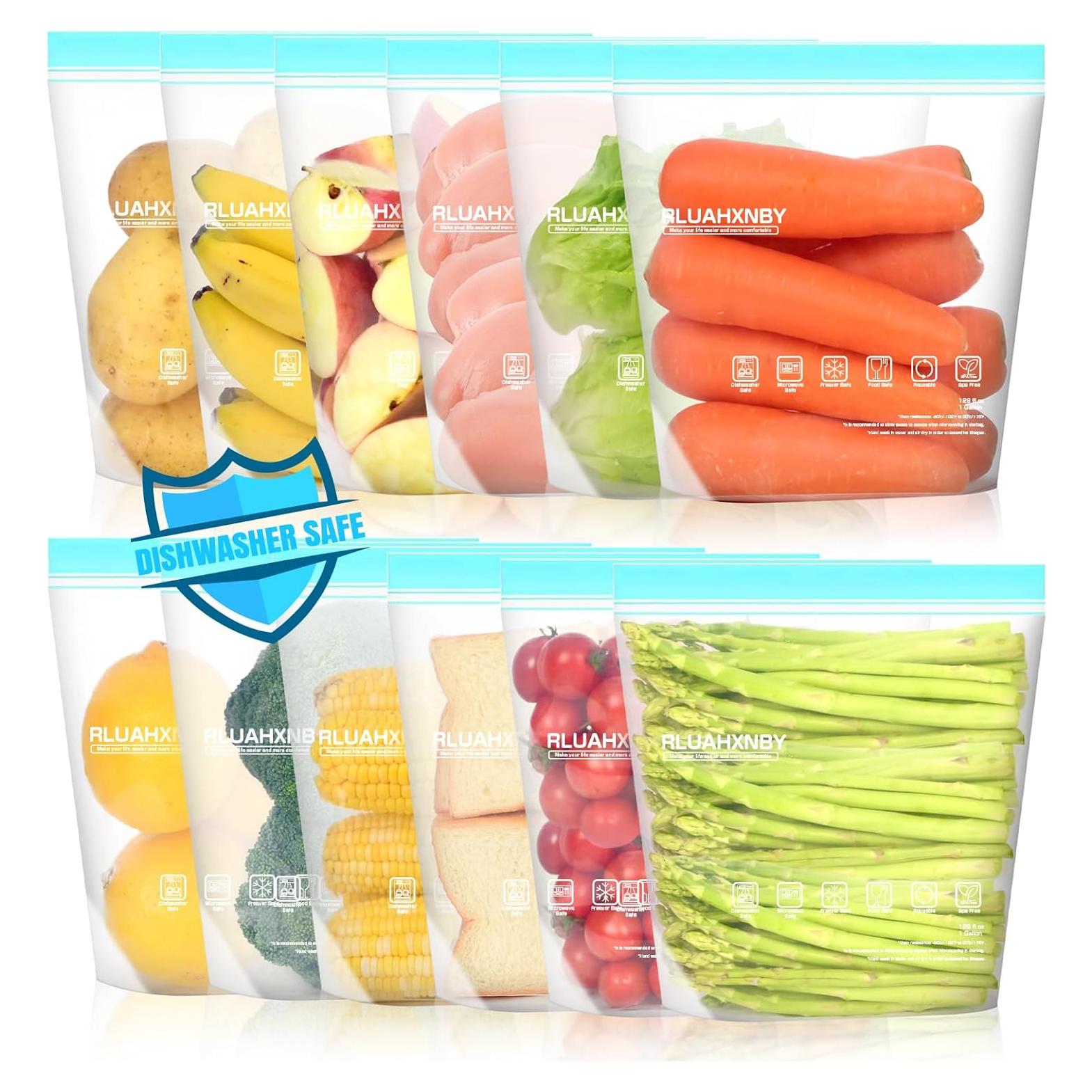 Bolsas de Congelador Reutilizables Rluahxnby 12 Paquetes 1 Galón