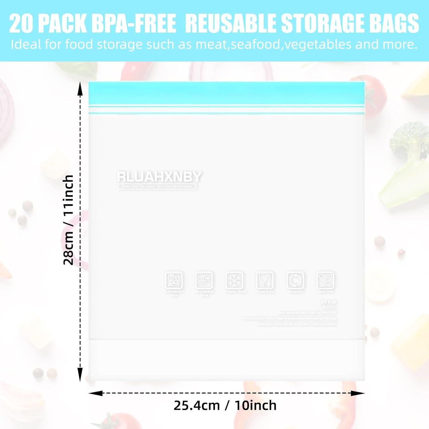 Bolsas de Congelador Reutilizables Rluahxnby 12 Paquetes 1 Galón