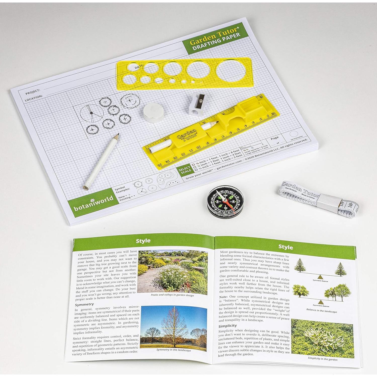 Garden Design Kit, Complete, Gardening Graph Paper, Drafting Tools, Landscaping Template, Detailed How-to Guide for Landscape Planning and Layout, Plan and Visualize