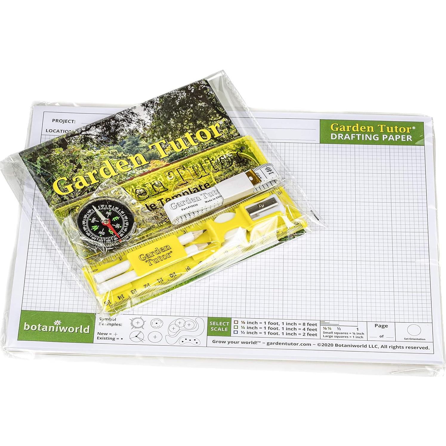 Garden Design Kit, Complete, Gardening Graph Paper, Drafting Tools, Landscaping Template, Detailed How-to Guide for Landscape Planning and Layout, Plan and Visualize