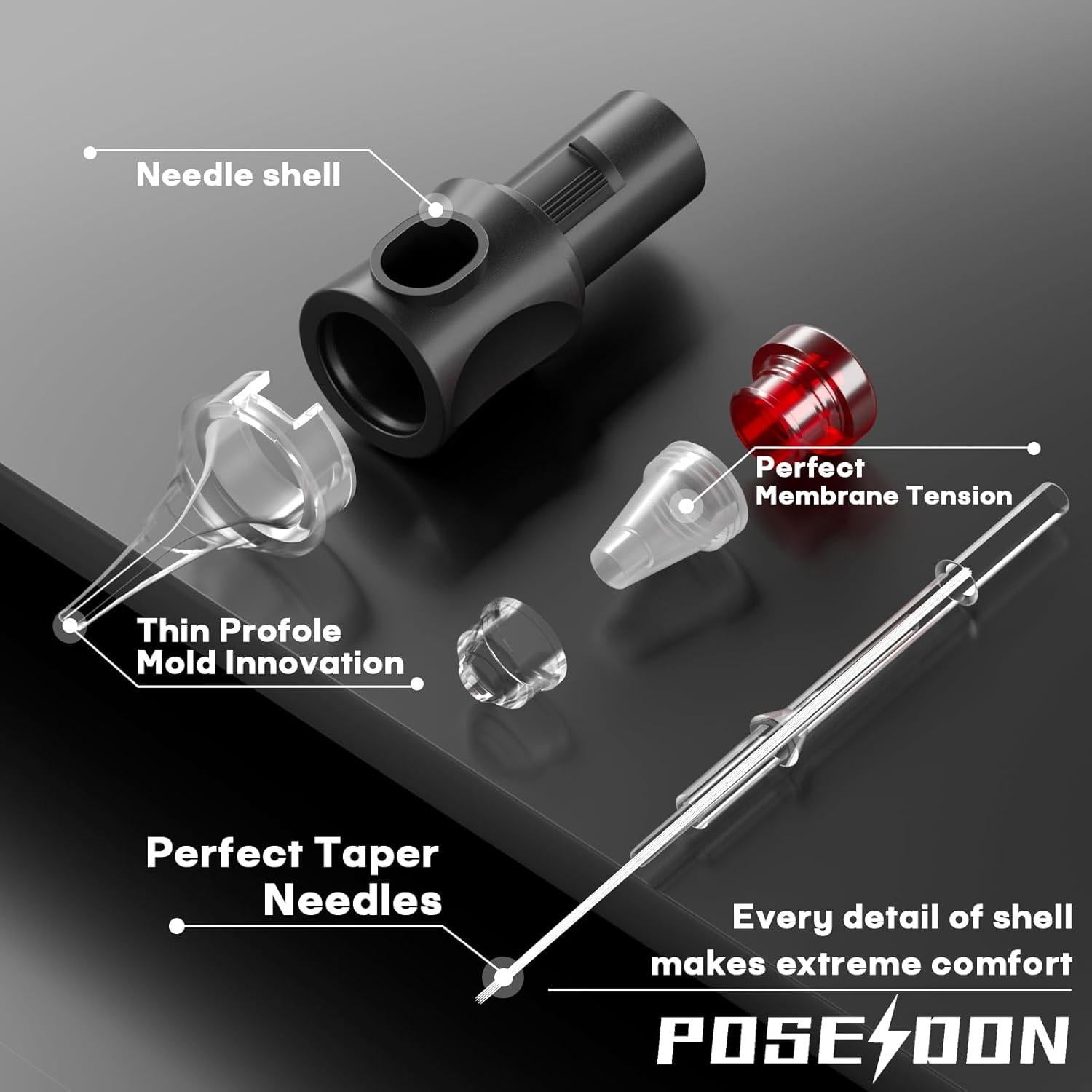 Agujas de Cartucho para Tatuaje Poseidon 50PCS #12RL Mixtas