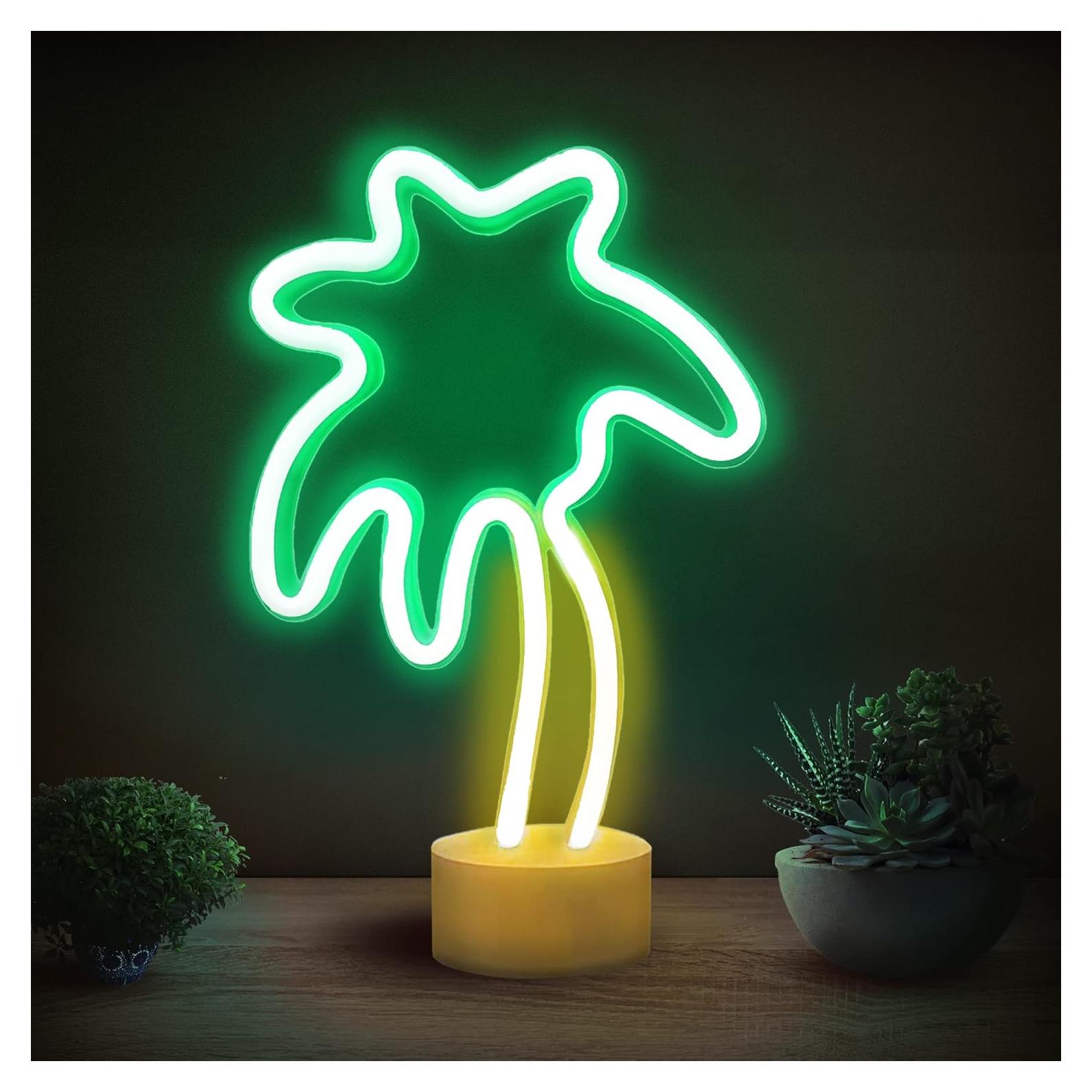 Luz de Neón Palma Lumoonosity - Decoración LED Verde y Amarillo