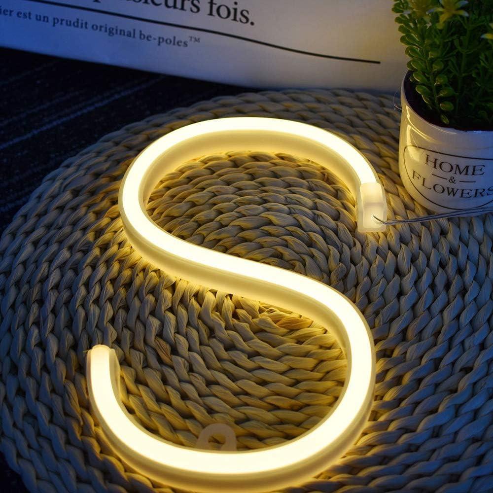 Luz de Neón LED Letra S Blanca Cálida - Lighting House