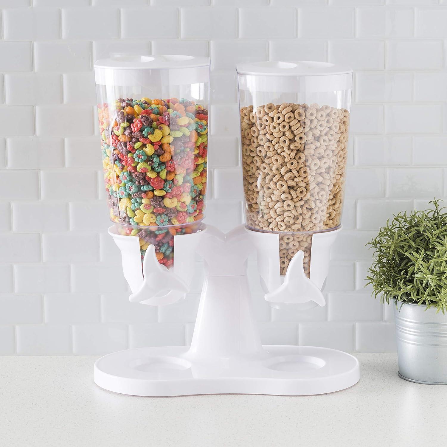Dispensador de Cereal Doble Home Basics 240 oz Blanco