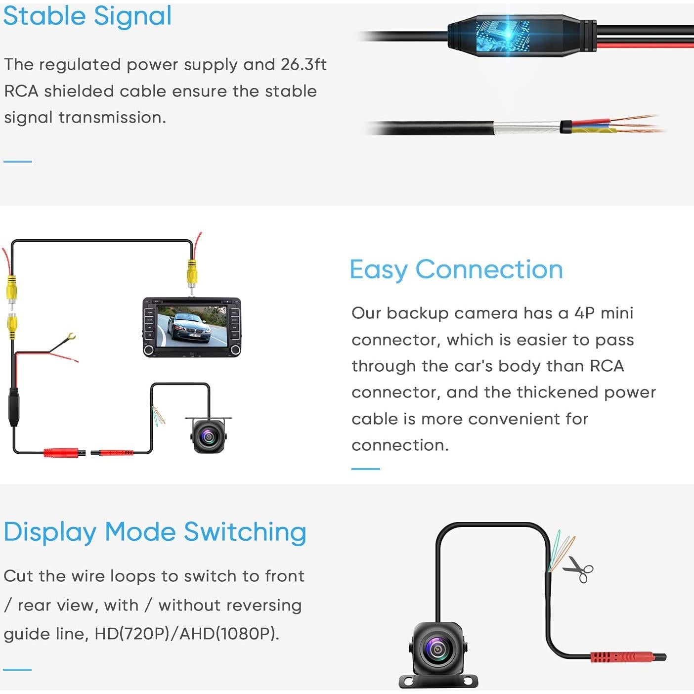 Cámara de Respaldo PixelMan PMD2A-S AHD 1080P Gran Angular