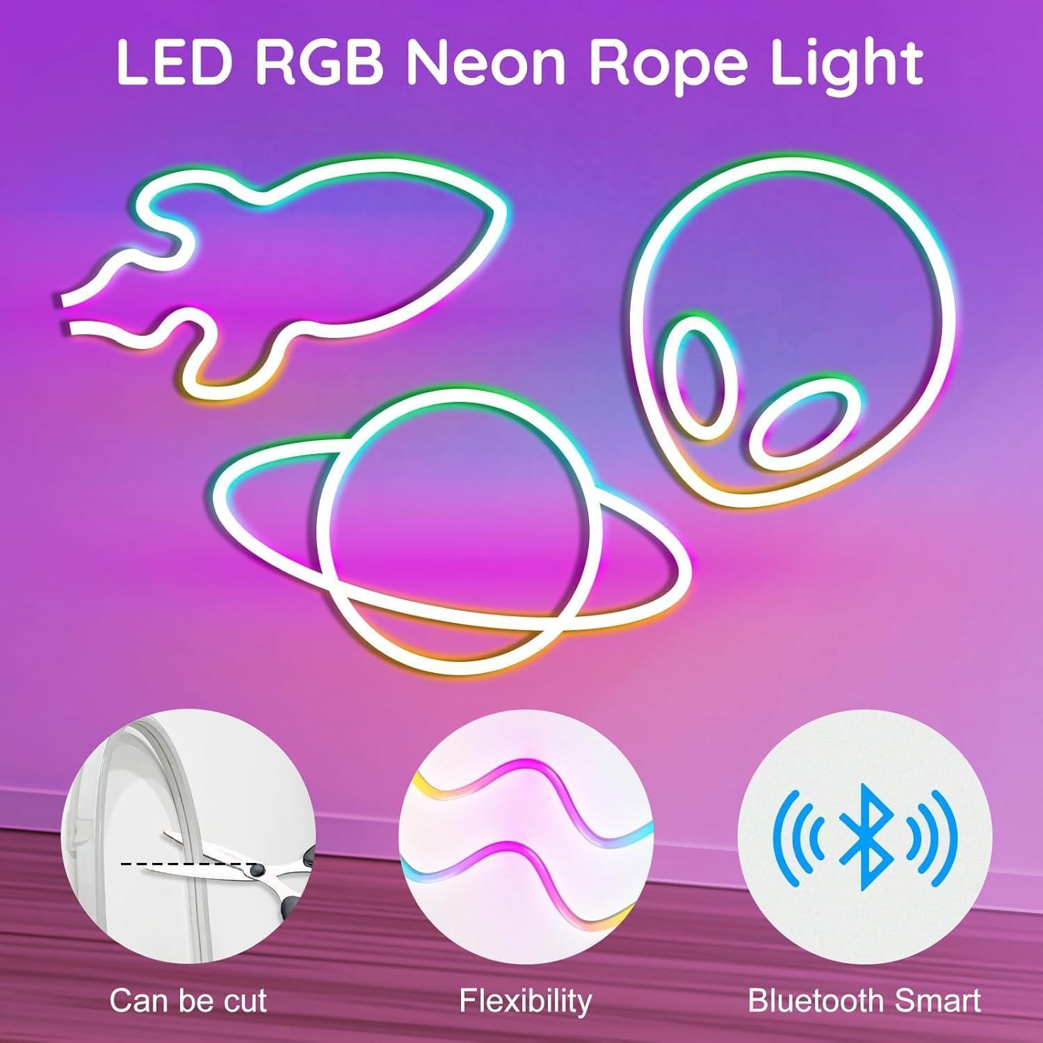 Luces de Cuerda LED Neón RCUICA 15m RGB Control Remoto App