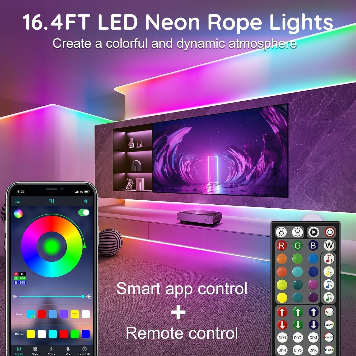 Luces de Cuerda LED Neón RCUICA 15M RGB Control Remoto App