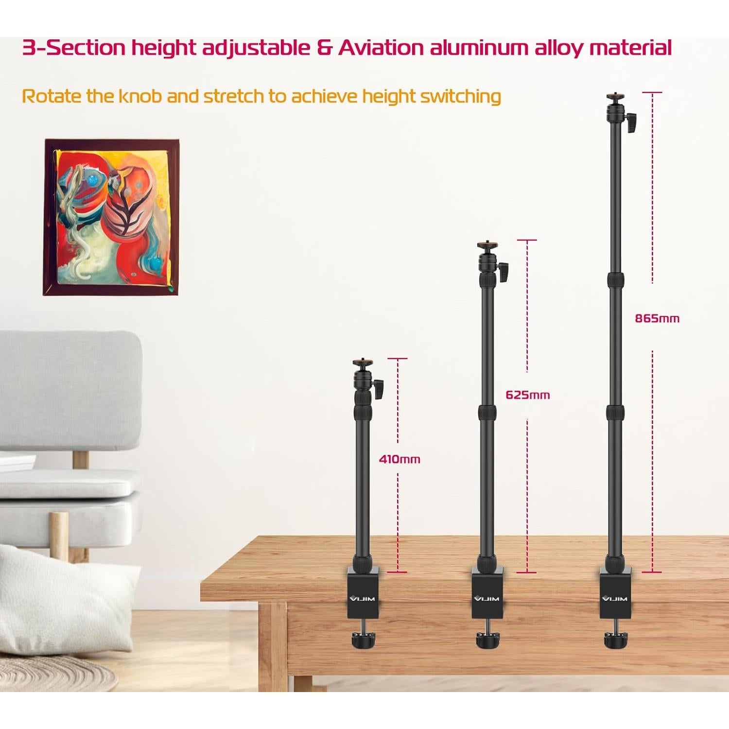 Soporte de Mesa PICTRON LS10 Ajustable 41-86cm para Cámara