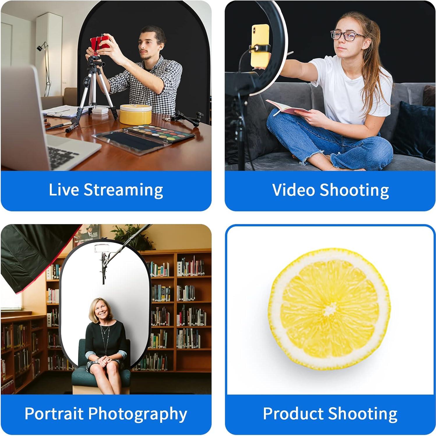 Fondo Plegable Selens Negro Blanco 150x100cm con Bolsa