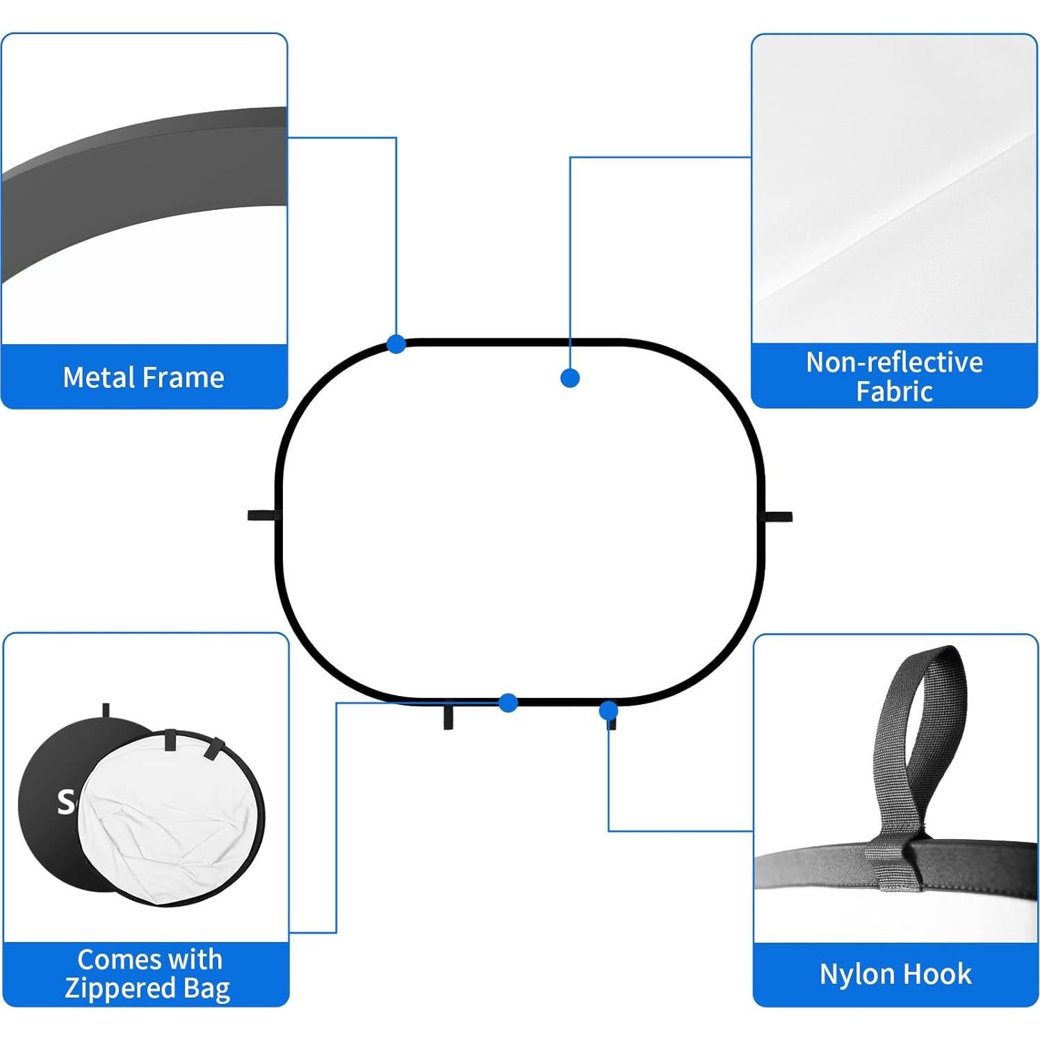 Fondo Plegable Selens Negro Blanco 150x100cm con Bolsa