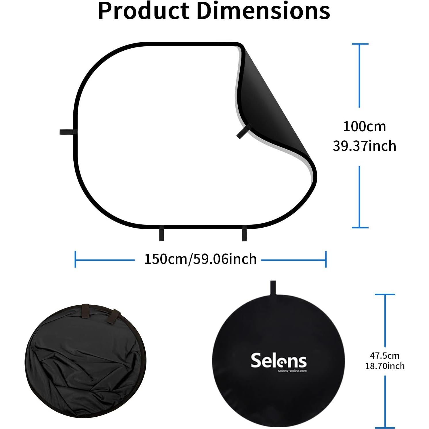 Fondo Plegable Selens Negro Blanco 150x100cm con Bolsa