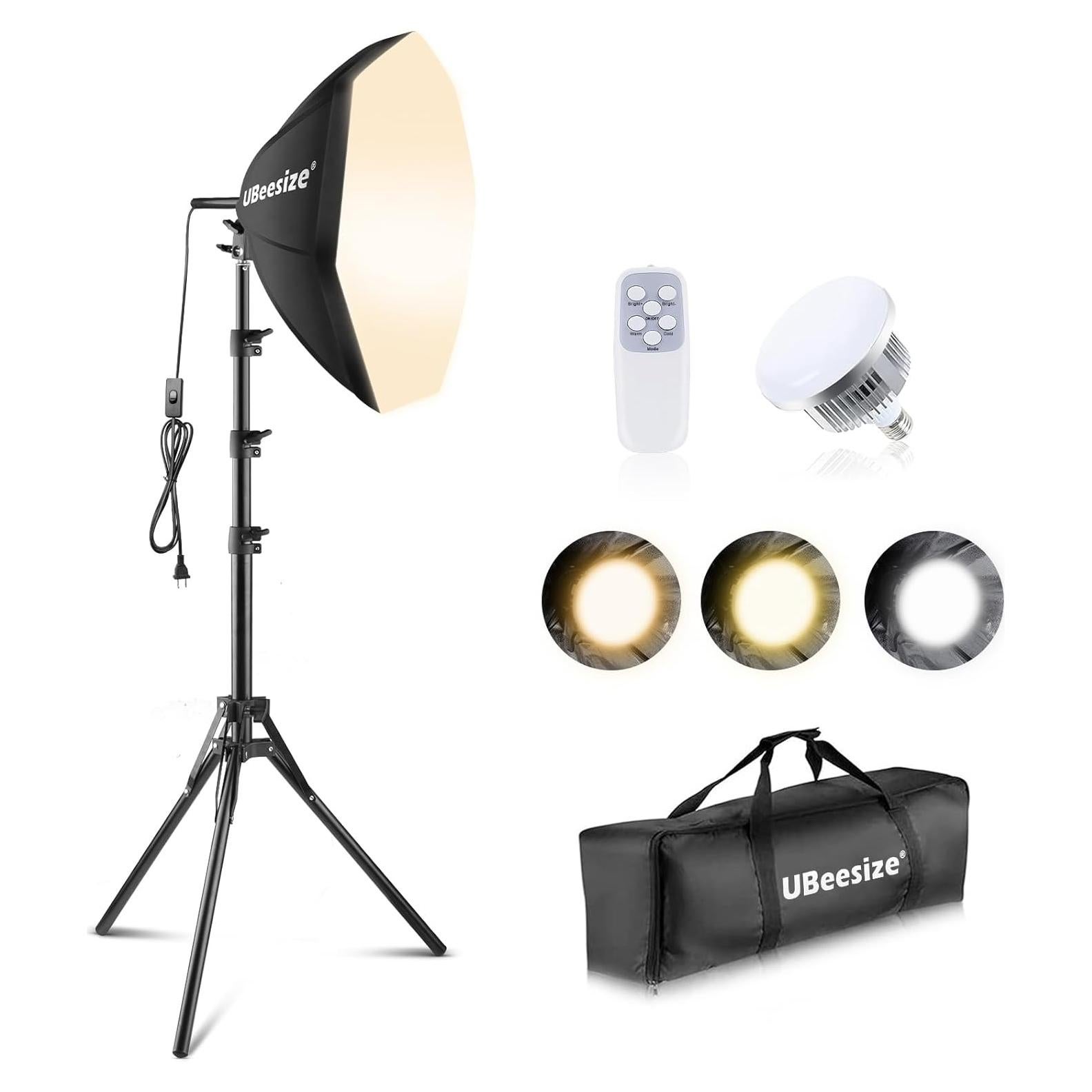 Kit de Iluminación Softbox UBeesize 50x50cm con Bombilla LED 85W