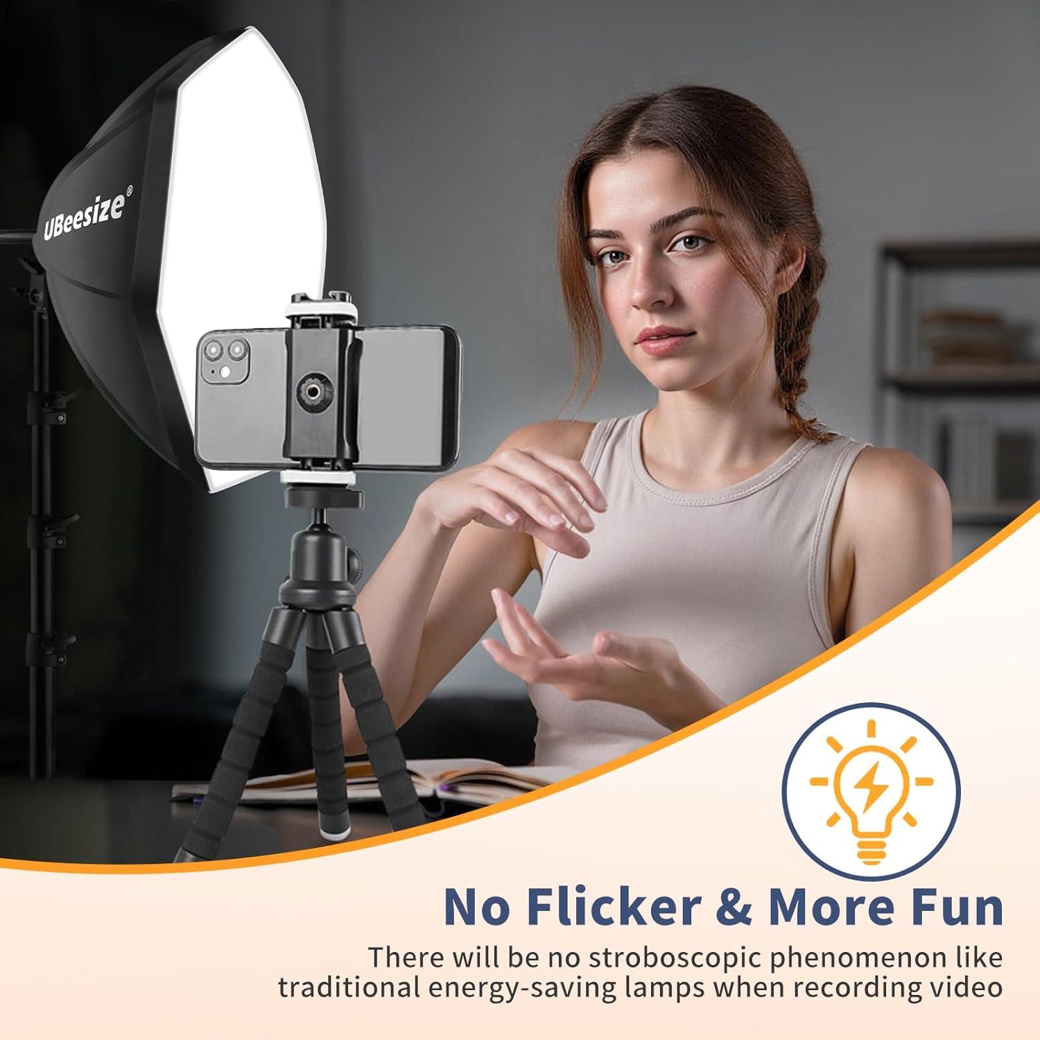 Kit de Iluminación Softbox UBeesize 50x50cm con Bombilla LED 85W