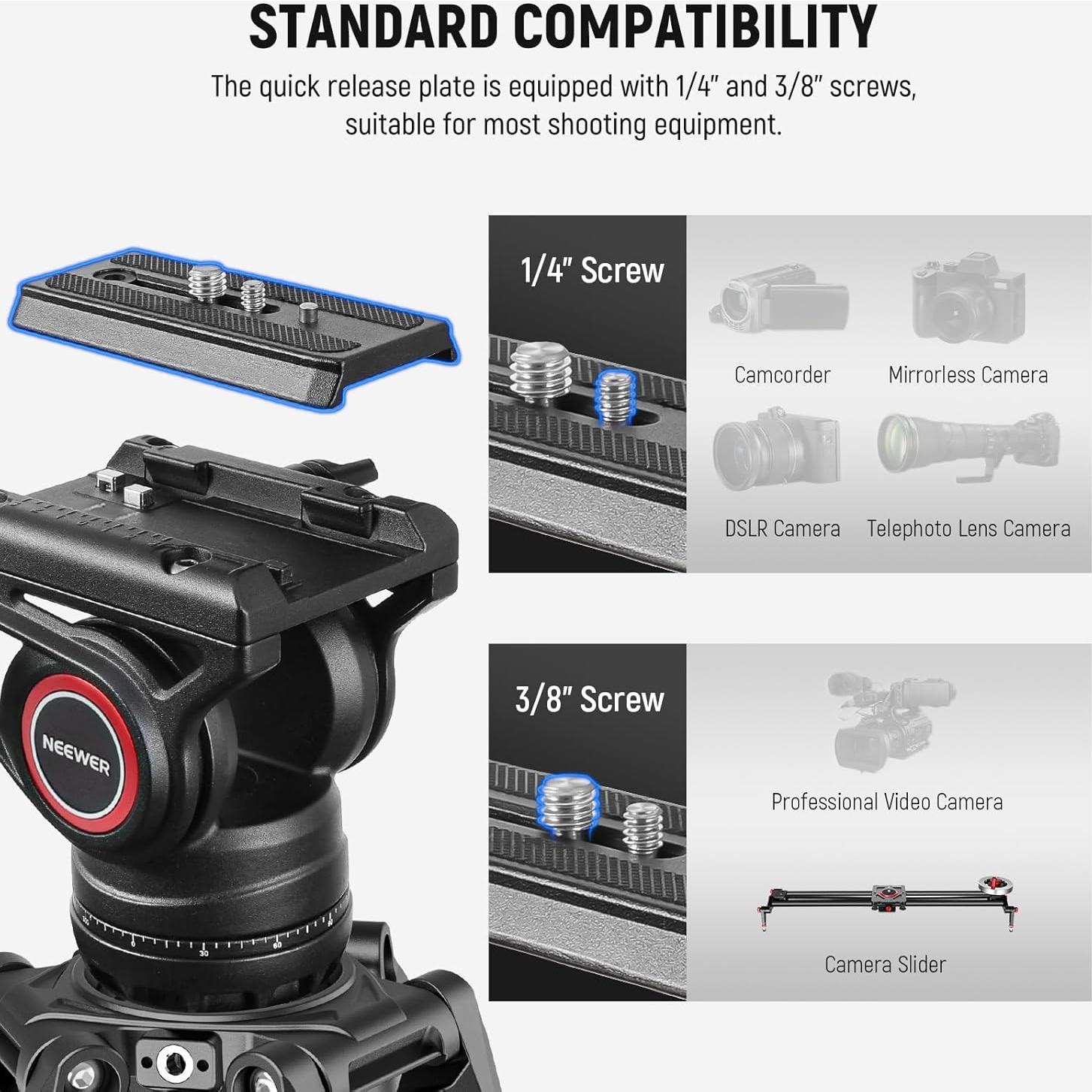 Trípode de Cámara NEEWER LL27 Aluminio 76" Carga 8kg