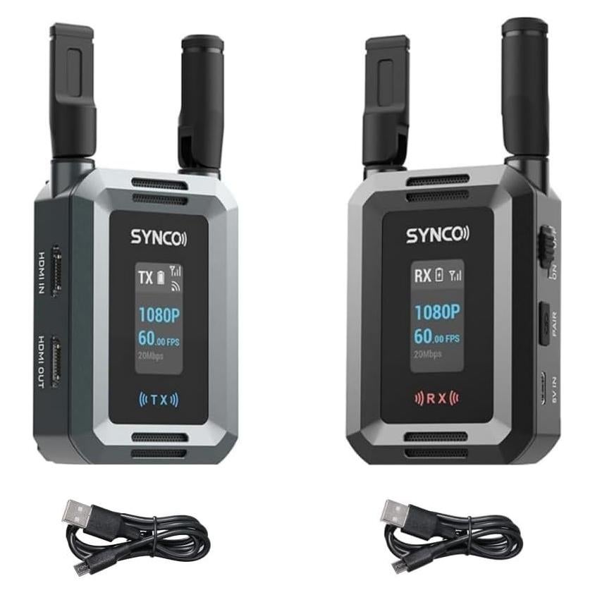 Synco Xvision Video Transmission System HD 300 Meters 1080P 60fps HDMI Transmitter and Receiver 40ms Latency Real-Time Monitoring for Live Streaming, Filming,TVC (1 TX and 1 RX)