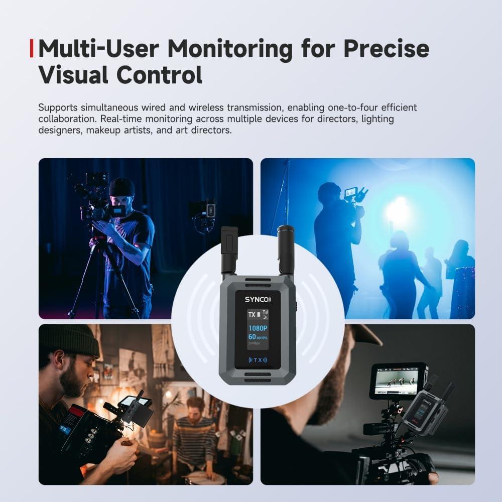 Synco Xvision Video Transmission System HD 300 Meters 1080P 60fps HDMI Transmitter and Receiver 40ms Latency Real-Time Monitoring for Live Streaming, Filming,TVC (1 TX and 1 RX)