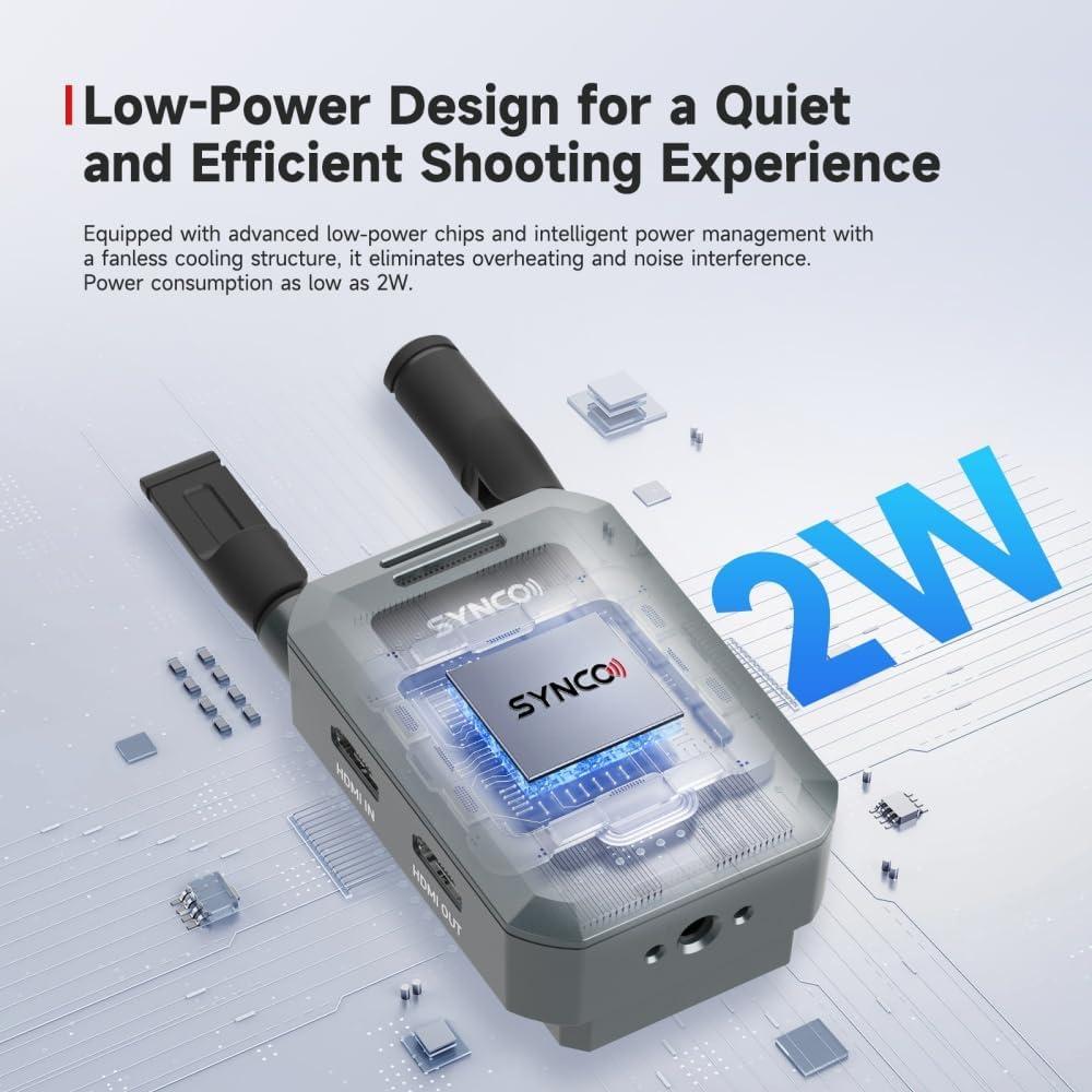 Synco Xvision Video Transmission System HD 300 Meters 1080P 60fps HDMI Transmitter and Receiver 40ms Latency Real-Time Monitoring for Live Streaming, Filming,TVC (1 TX and 1 RX)