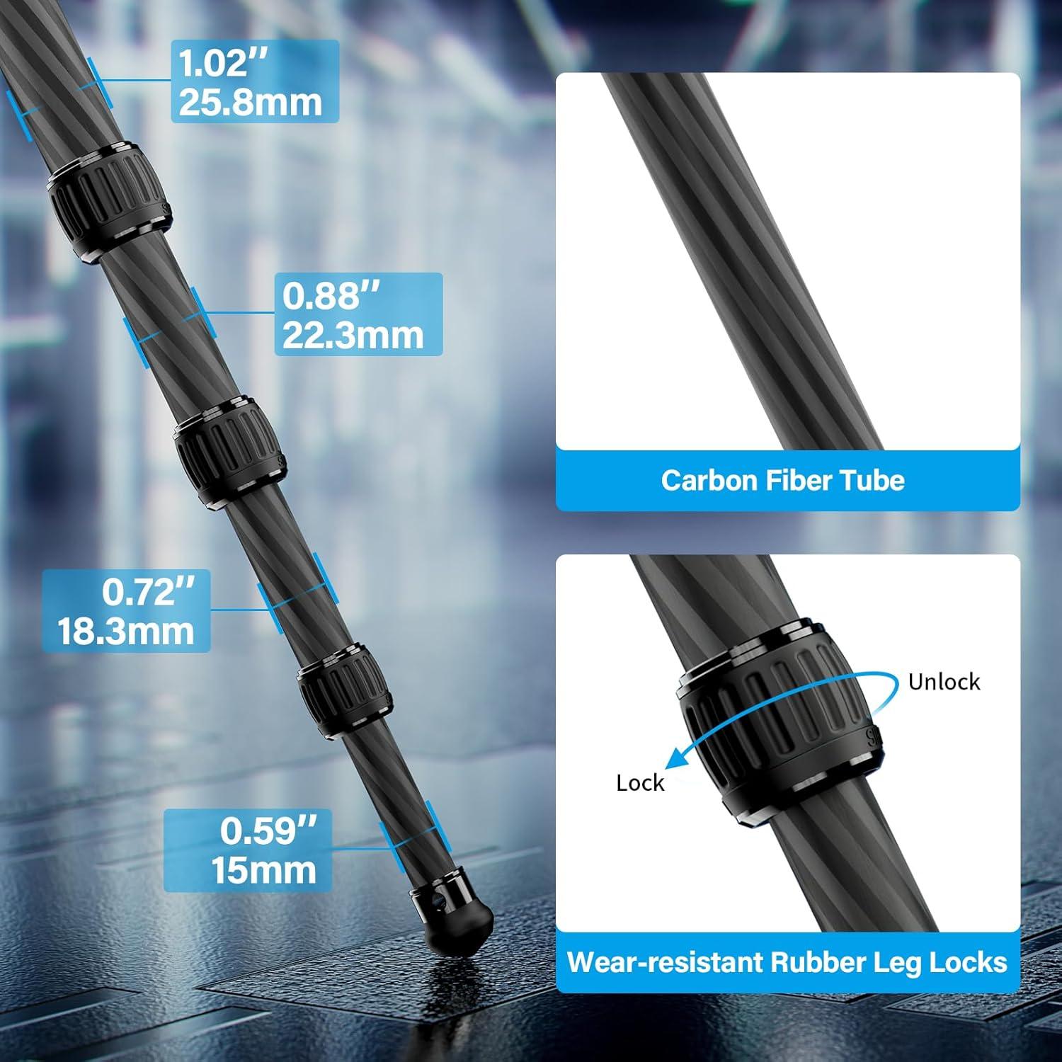 Trípode de Viaje SIRUI AM-254+KS-20 de Fibra de Carbono 12kg