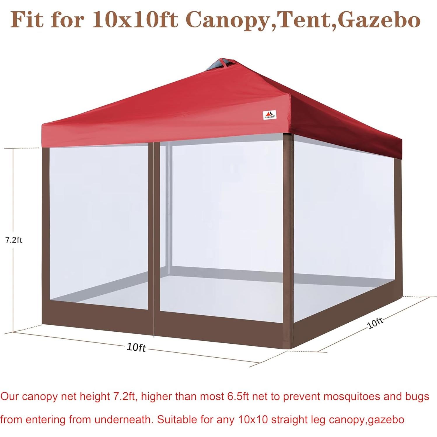 Malla lateral SCOCANOPY 10x10 para toldos y gazebos - Marrón
