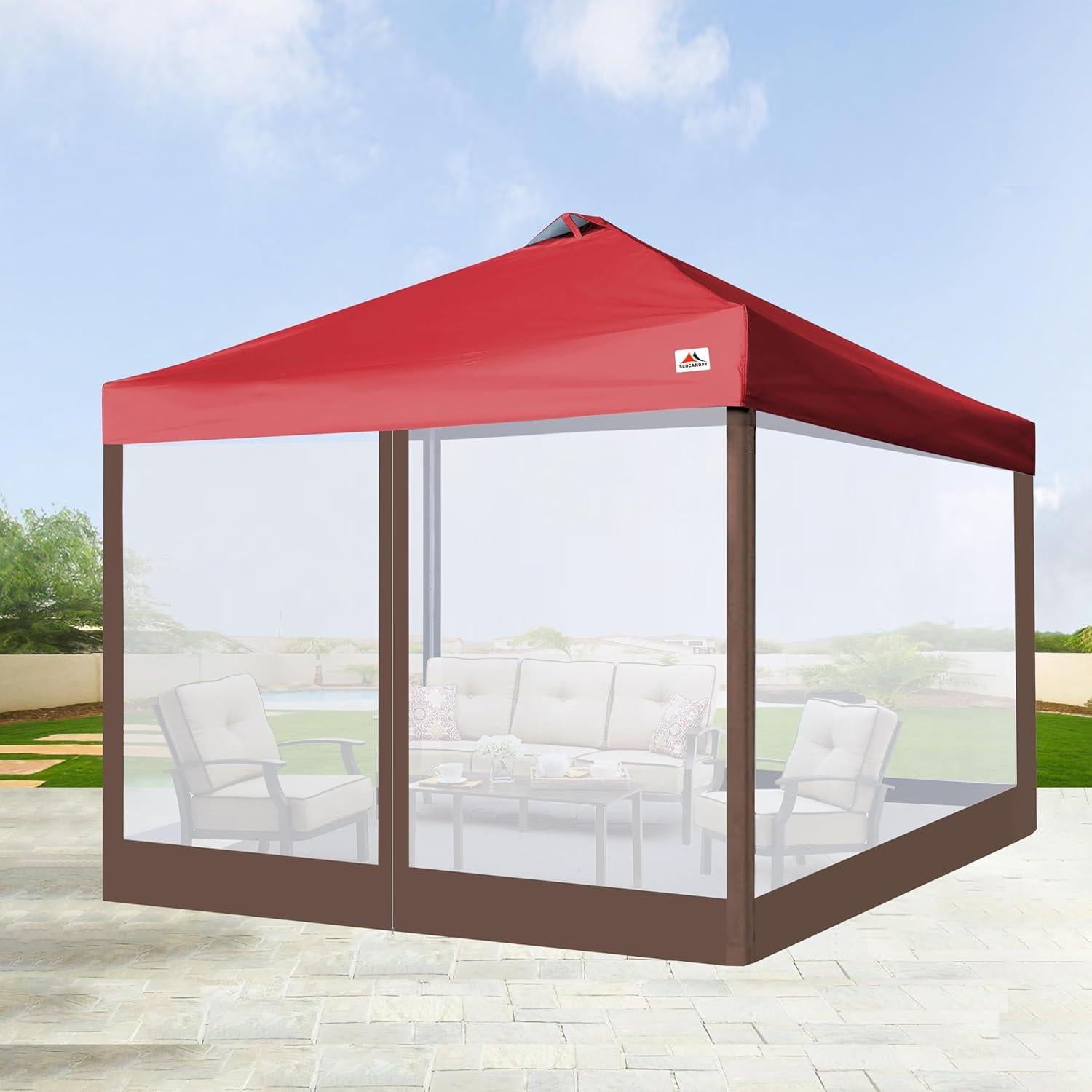 Malla lateral SCOCANOPY 10x10 para toldos y gazebos - Marrón