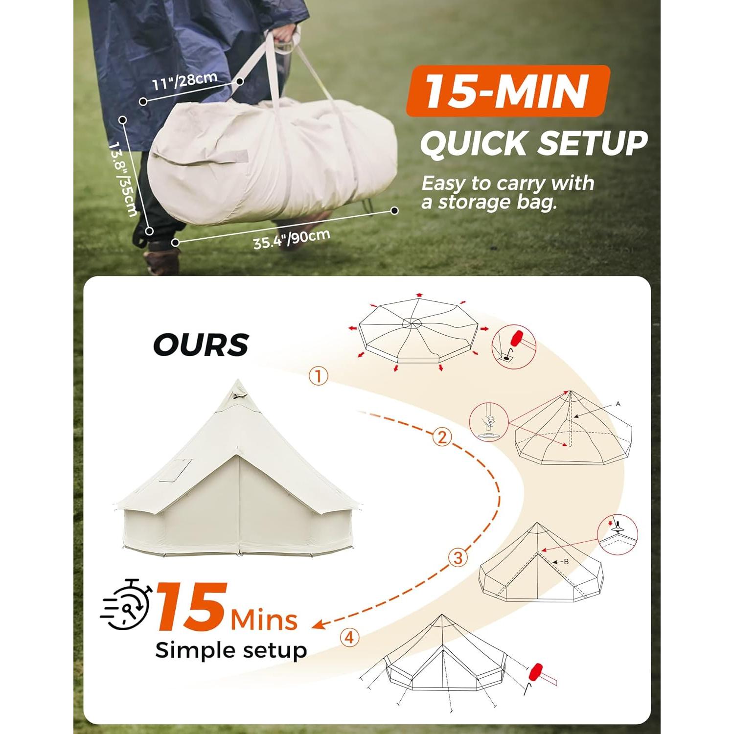 Tienda de Camping KingCamp Yurt 4 Estaciones 6 Personas Impermeable