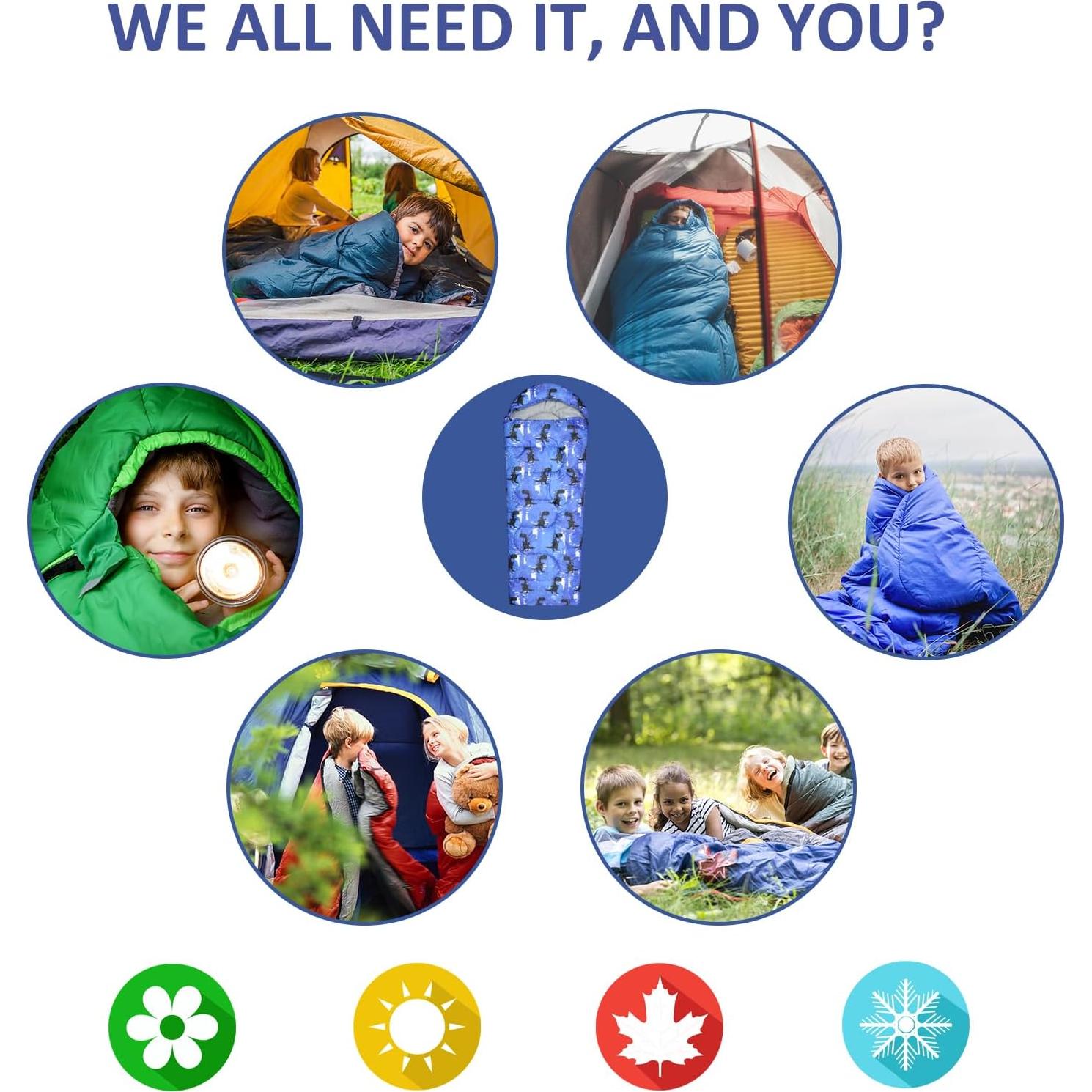 Saco de dormir para niños Tuphen 3 estaciones azul ligero