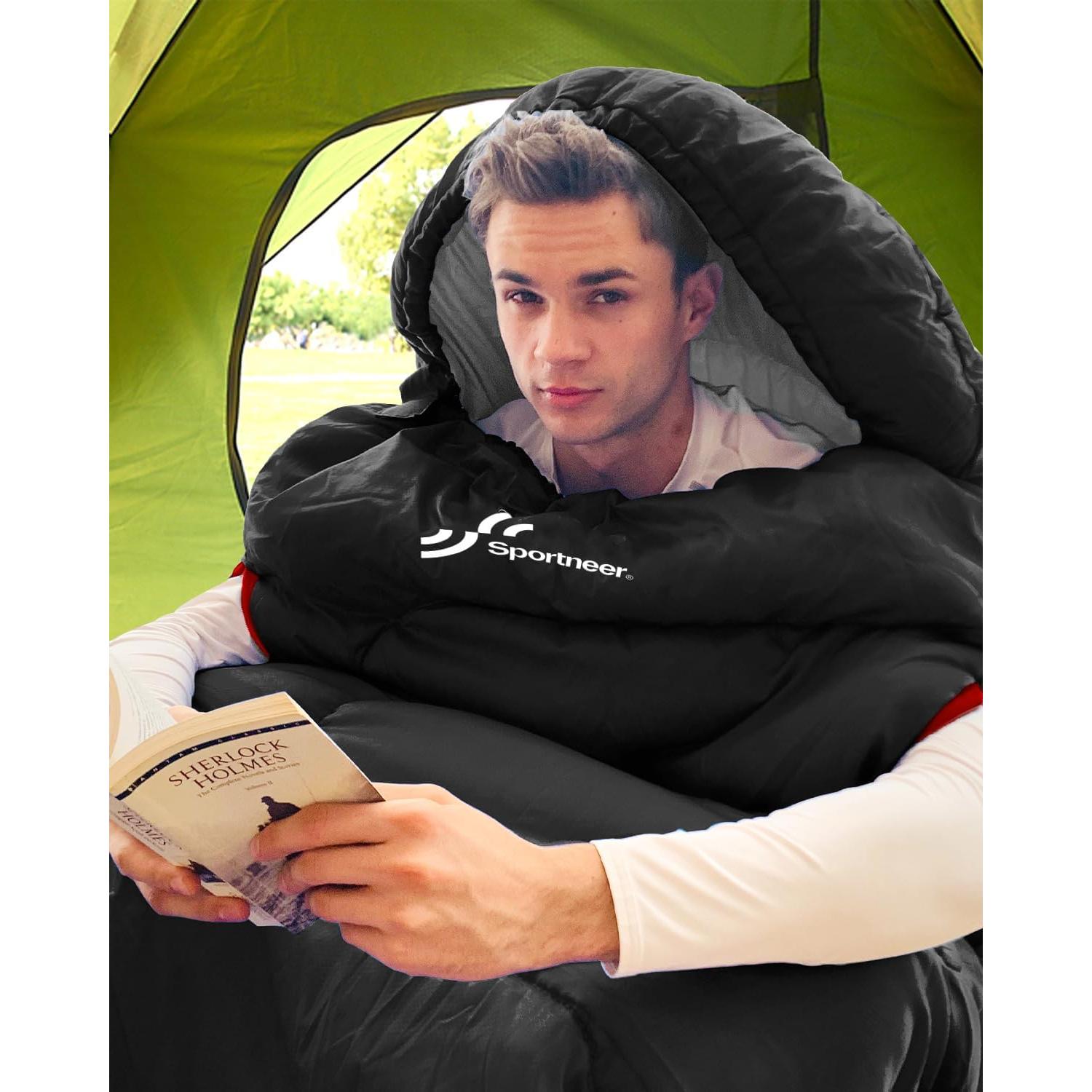 Saco de dormir Sportneer negro para adultos y niños - Impermeable