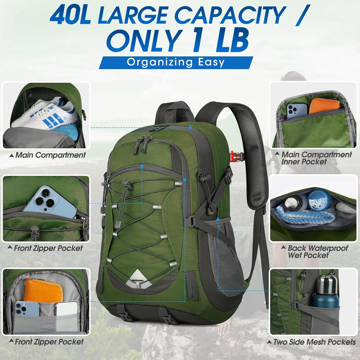 Mochila de Senderismo IGOLUMON 40L Plegable Impermeable Unisex