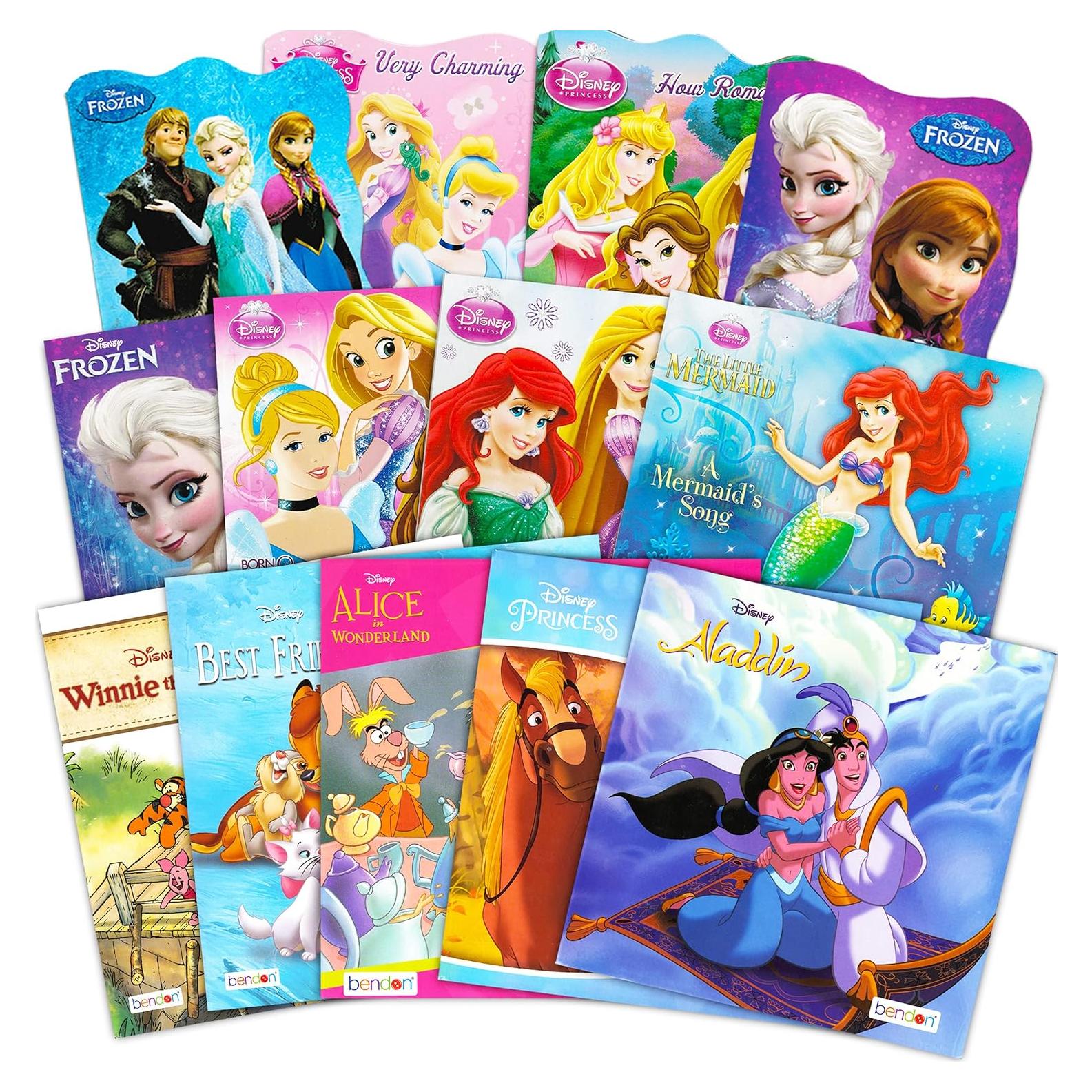 Conjunto de 12 Libros de Cartón Disney Frozen y Princesas