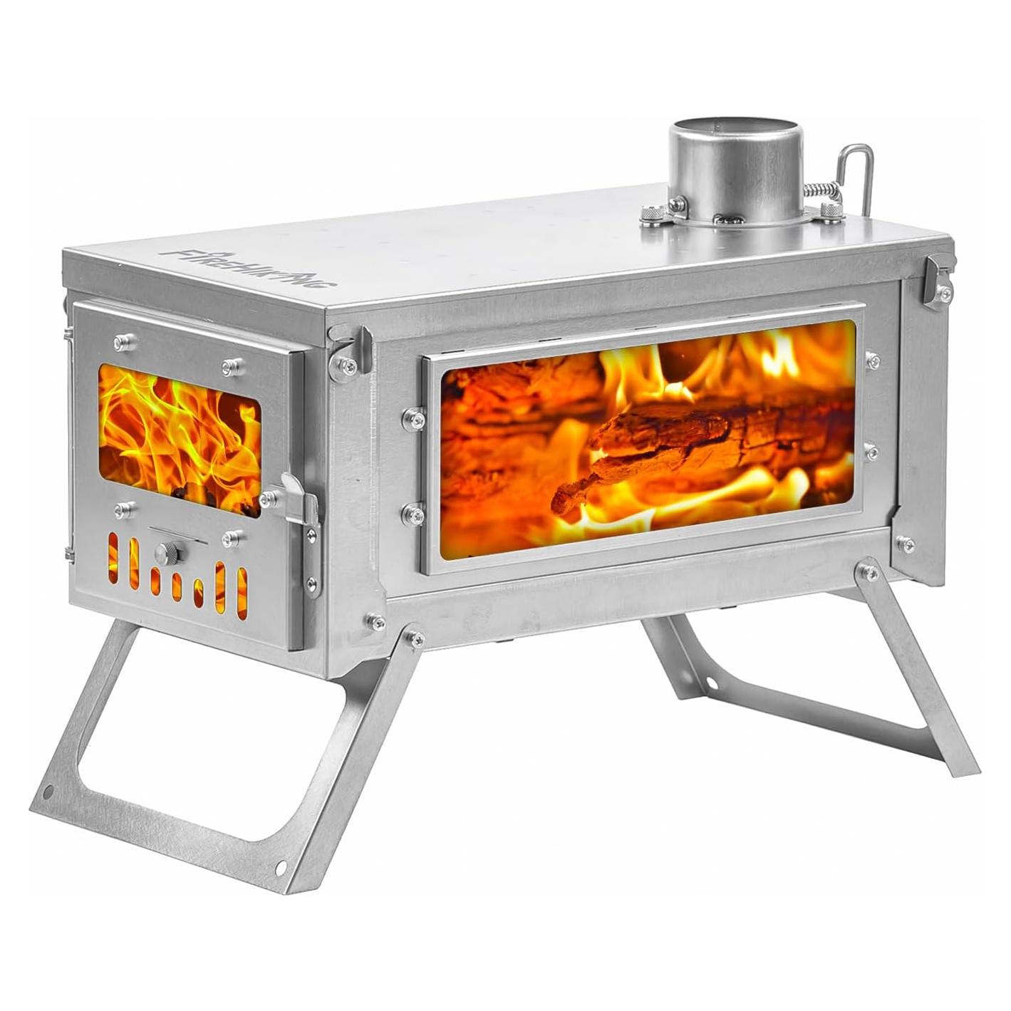 FIREHIKING Titanium Stove Portable Folding Tent Ta1 Stove Slide Mini for Camping Backpacking Hunting Cooking 3.4lb