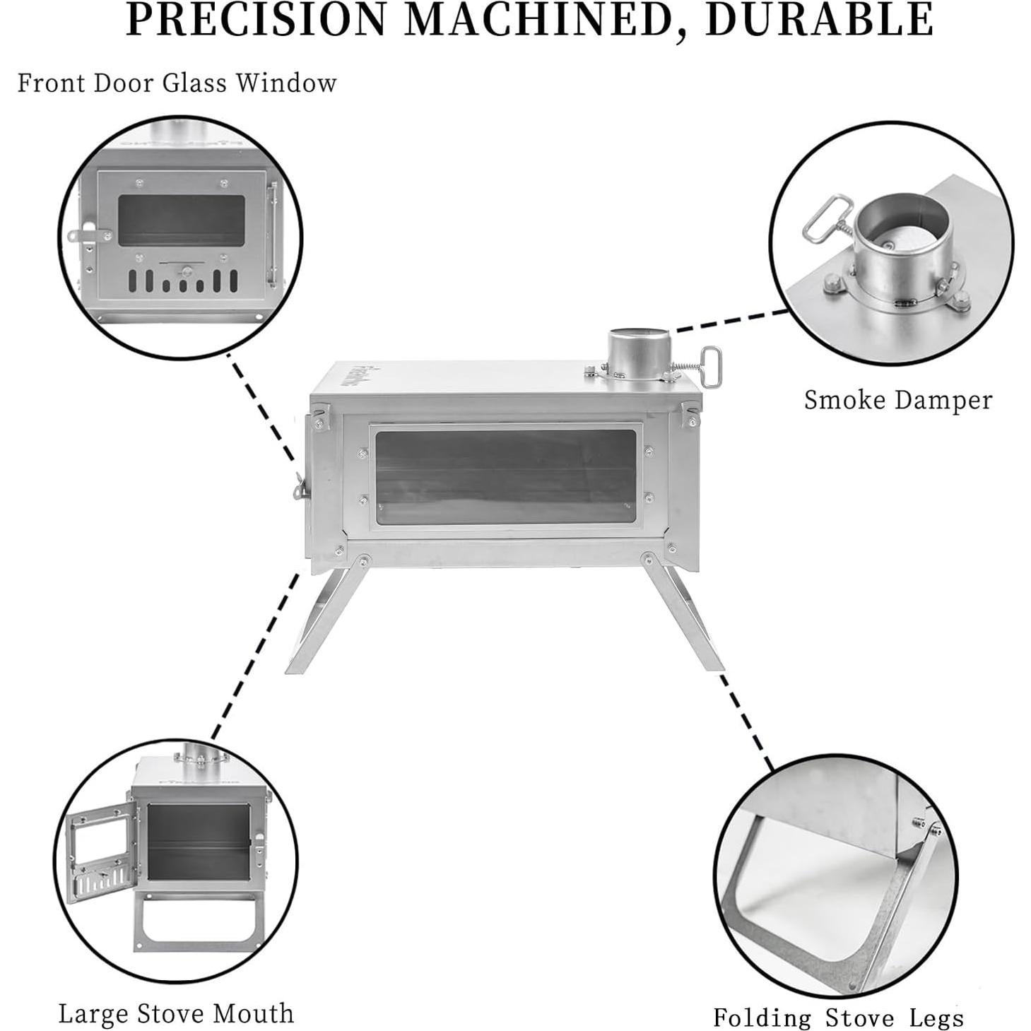 FIREHIKING Titanium Stove Portable Folding Tent Ta1 Stove Slide Mini for Camping Backpacking Hunting Cooking 3.4lb