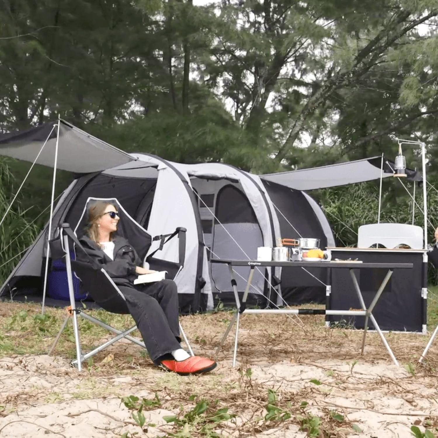 Silla de Camping Plegable KingCamp KC2227 Verde Reclinable