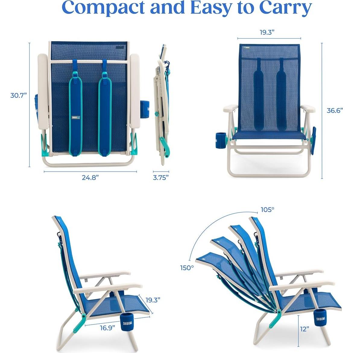 Silla de Playa Shibumi Shade Plegable 136kg Azul Marino