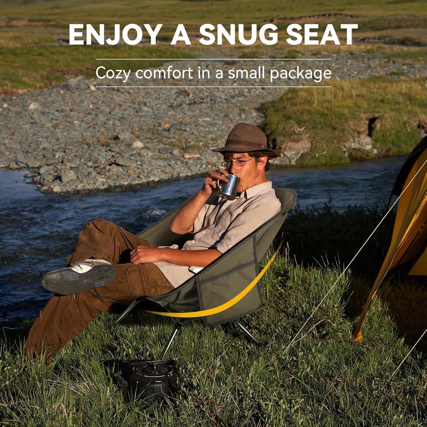 Silla de Camping Plegable TOBTOS Verde Militar, Soporta 150 kg