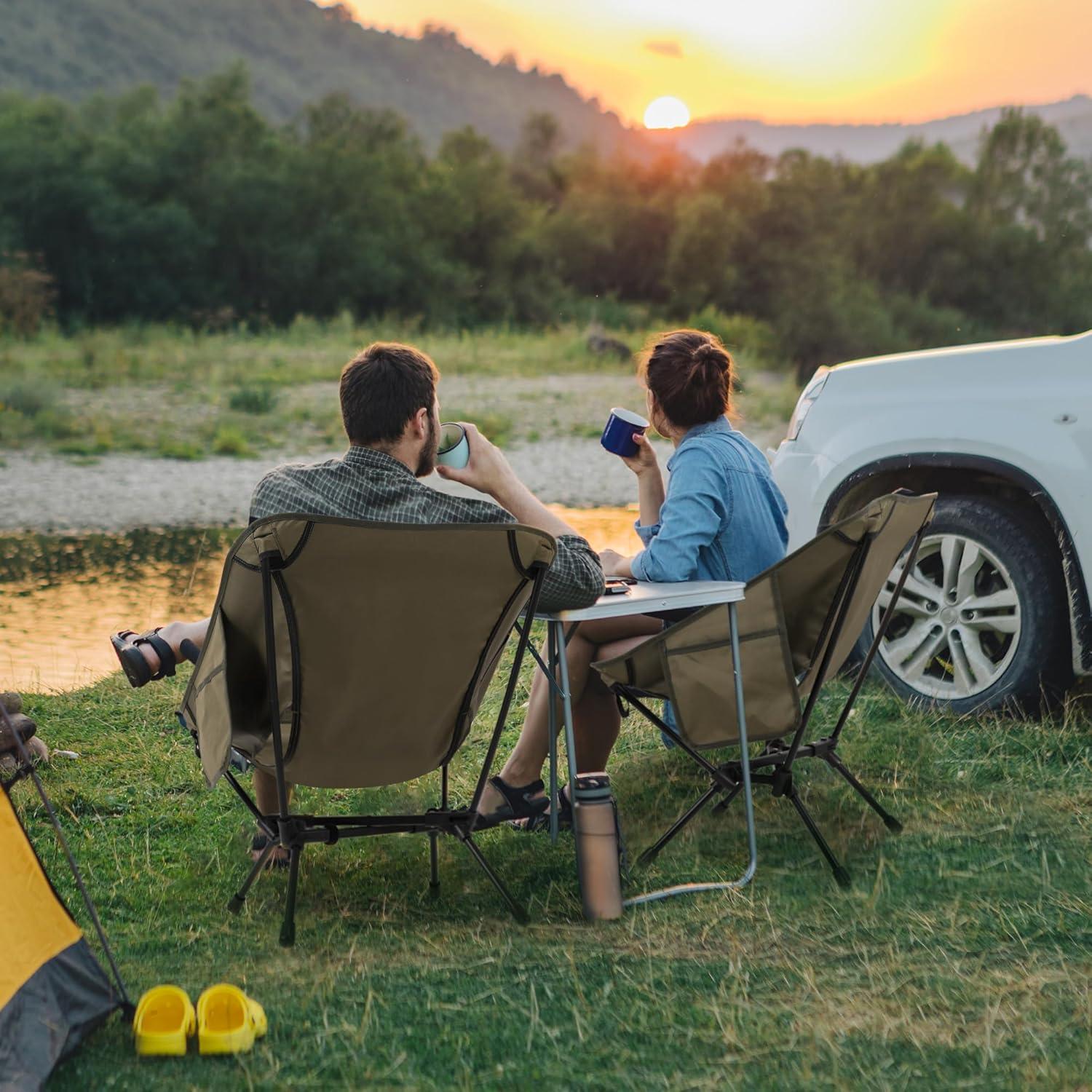 Silla de Camping Plegable TOBTOS Verde Militar, Soporta 150 kg