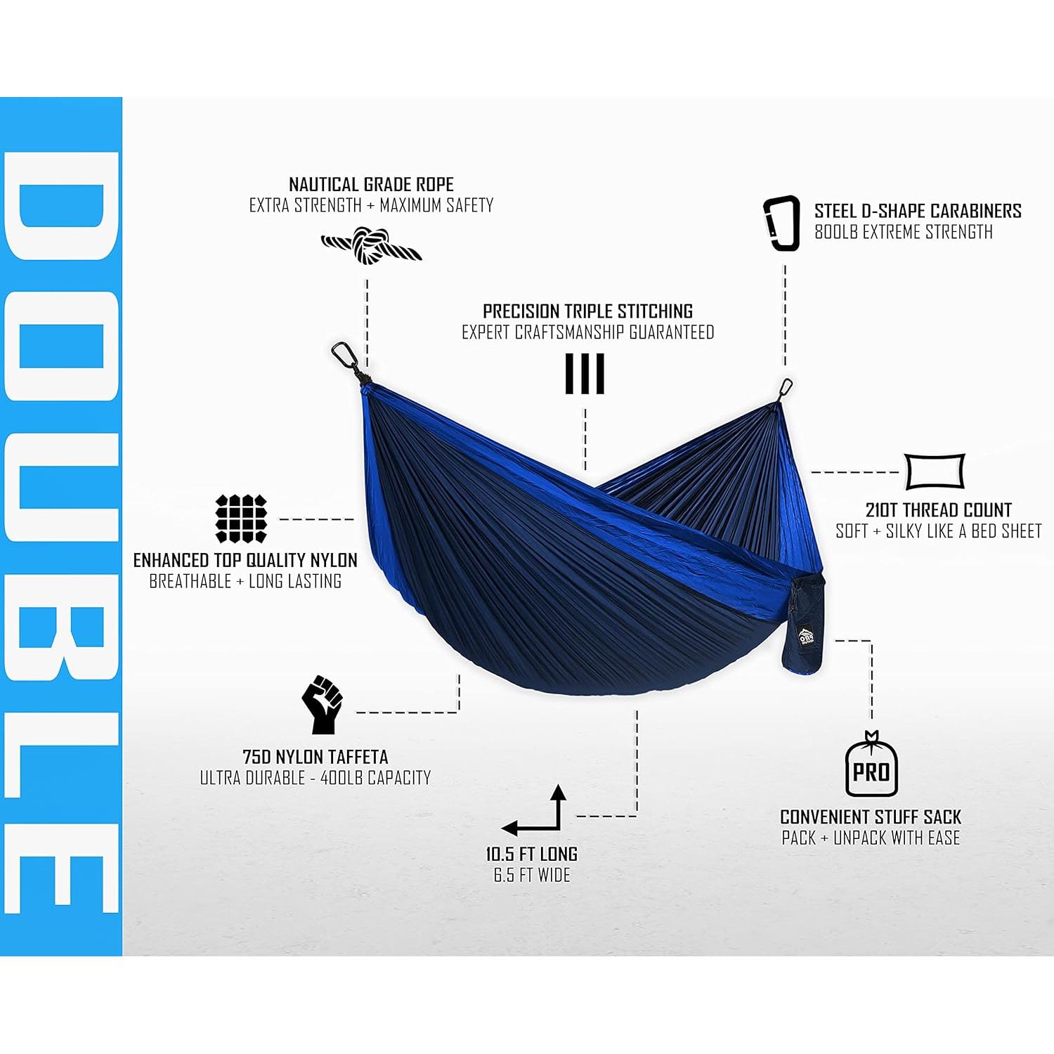 Hamaca Doble Pro Venture 3.2 x 2.0 m - Nylon 210T, 181 kg