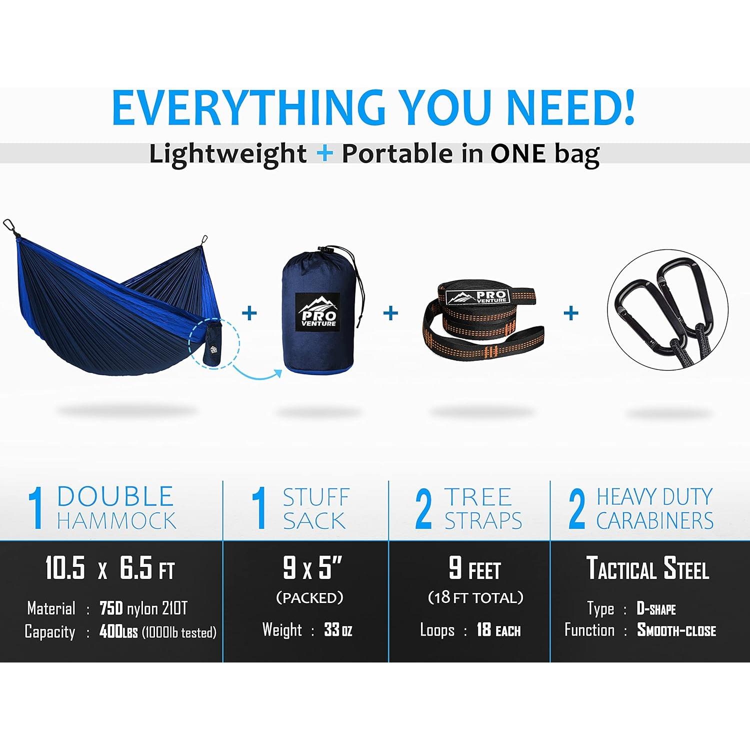 Hamaca Doble Pro Venture 3.2 x 2.0 m - Nylon 210T, 181 kg