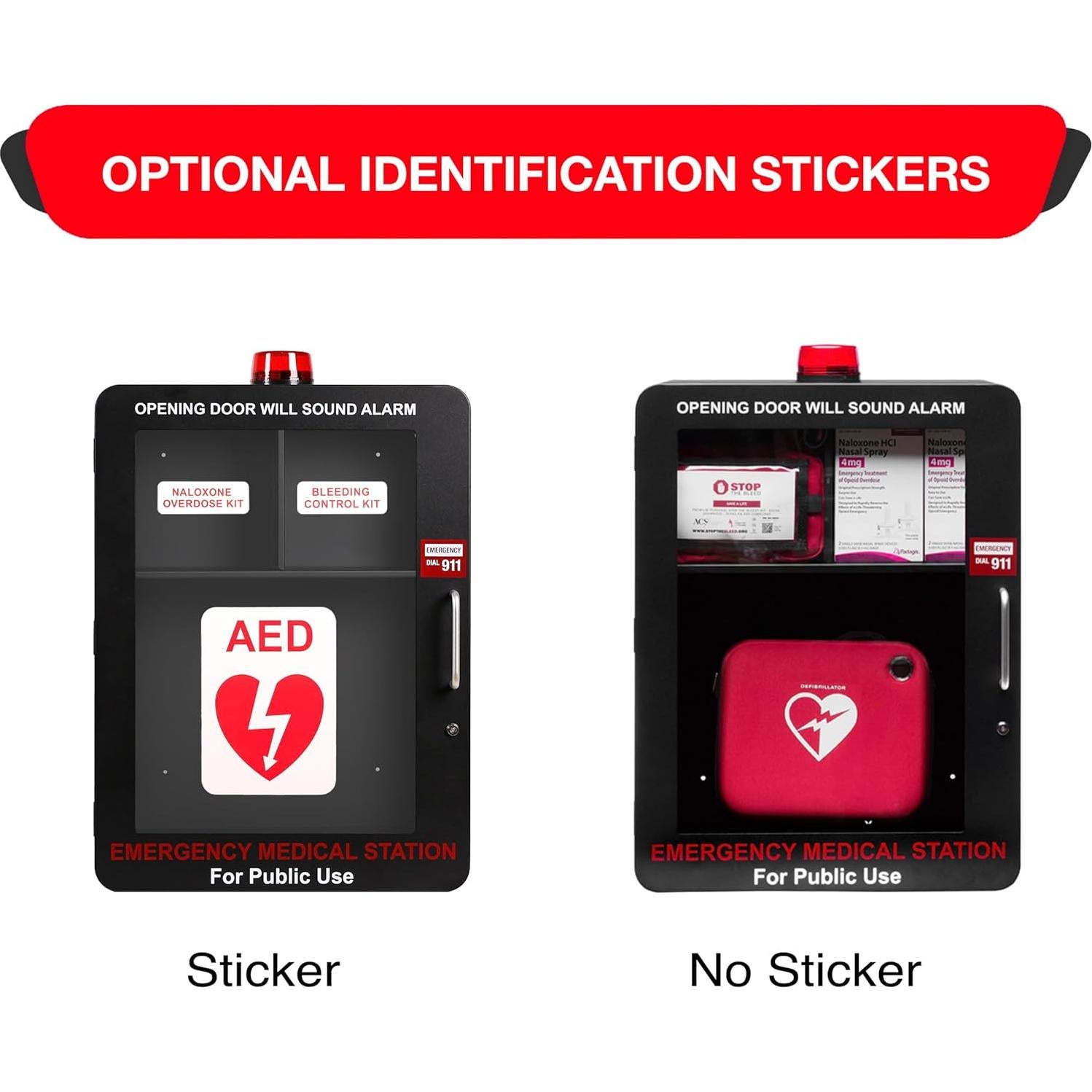 Estación Médica de Emergencia KITS DE SOBREDOSIS - Mediana, Montaje en Pared, Color Negro