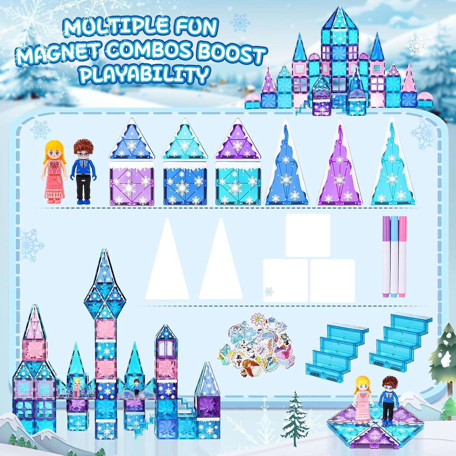 Juego de 145 Piezas Azulejos Magnéticos Lotmey 3D STEM