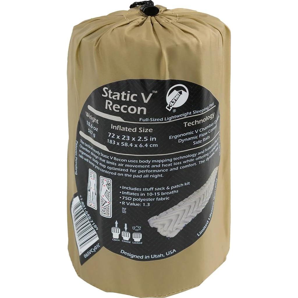 Almohadilla Inflable Klymit Static V Aislada 183x58cm Arena Coyote
