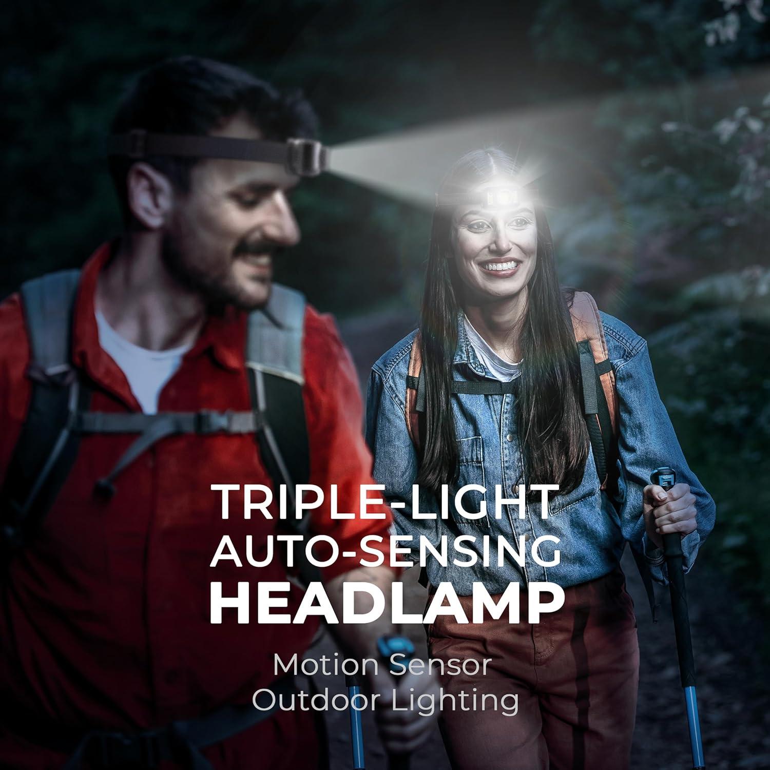 Linterna Frontal LED GloworPath 1200 Lúmenes Recargable USB-C