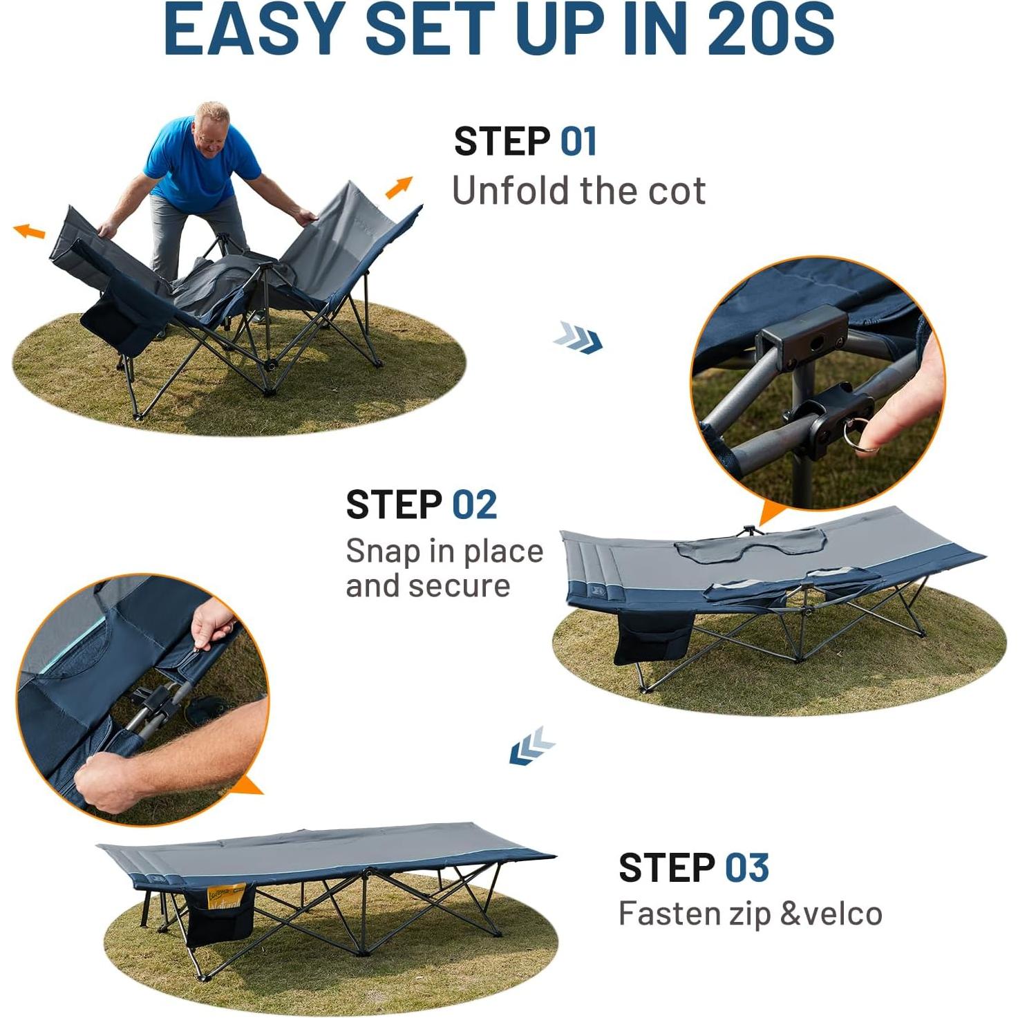 Cama de Camping Plegable Timber Ridge Extra Ancha 203.4x80.8cm