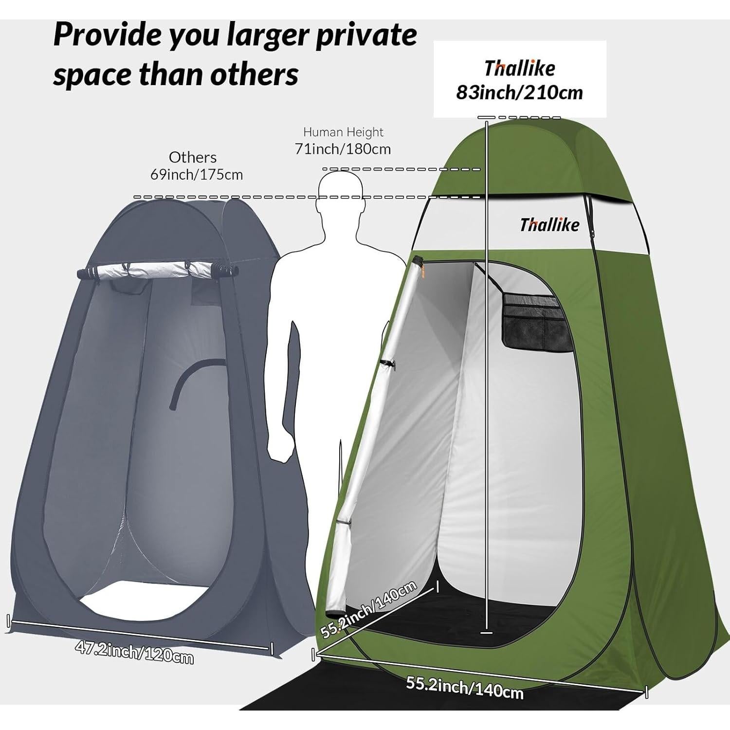 Tienda de Ducha Portátil Thallike 139.9x139.9x210.8 cm Verde