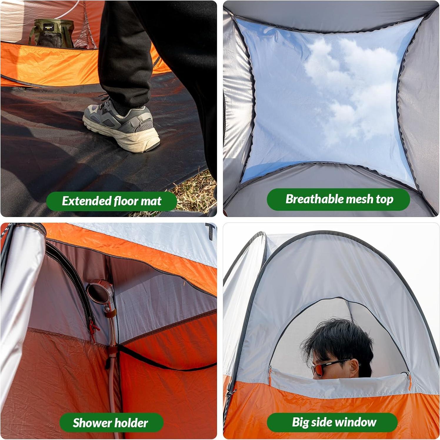 Tienda de Ducha Portátil Thallike 139.9x139.9x210.8 cm Verde