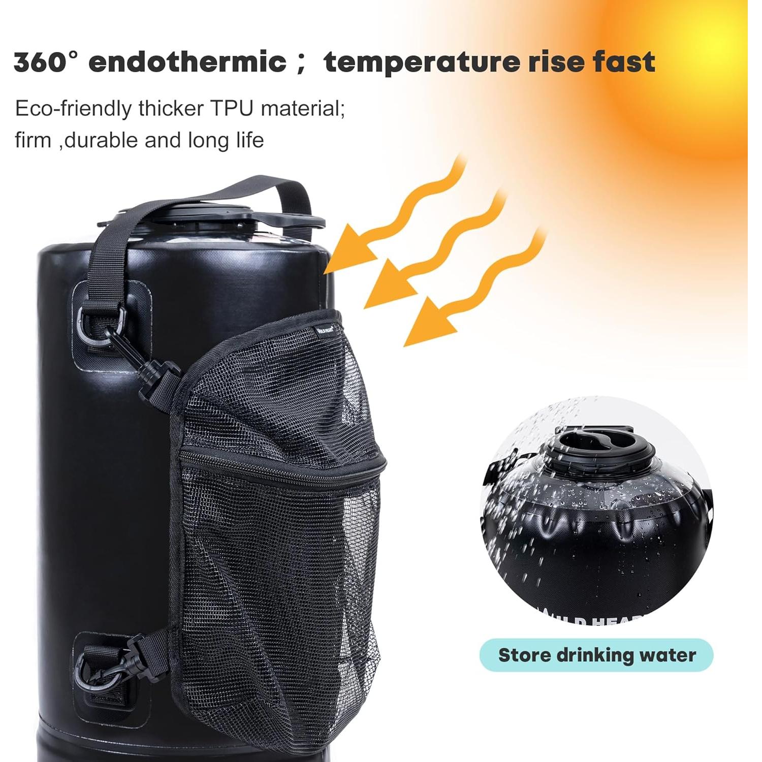 Ducha Camping WILD HEART 12L con Bomba de Pie y Manguera